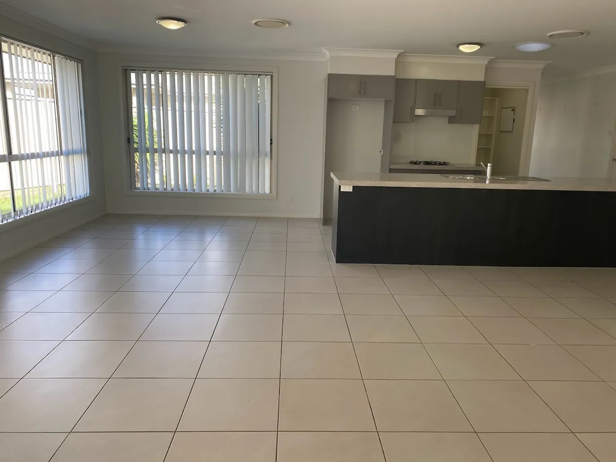 Living area and kitchen